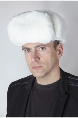 White rex rabbit fur hat, russian style